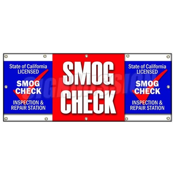 SMOG CHECK BANNER SIGN auto automotive pollution car inspection